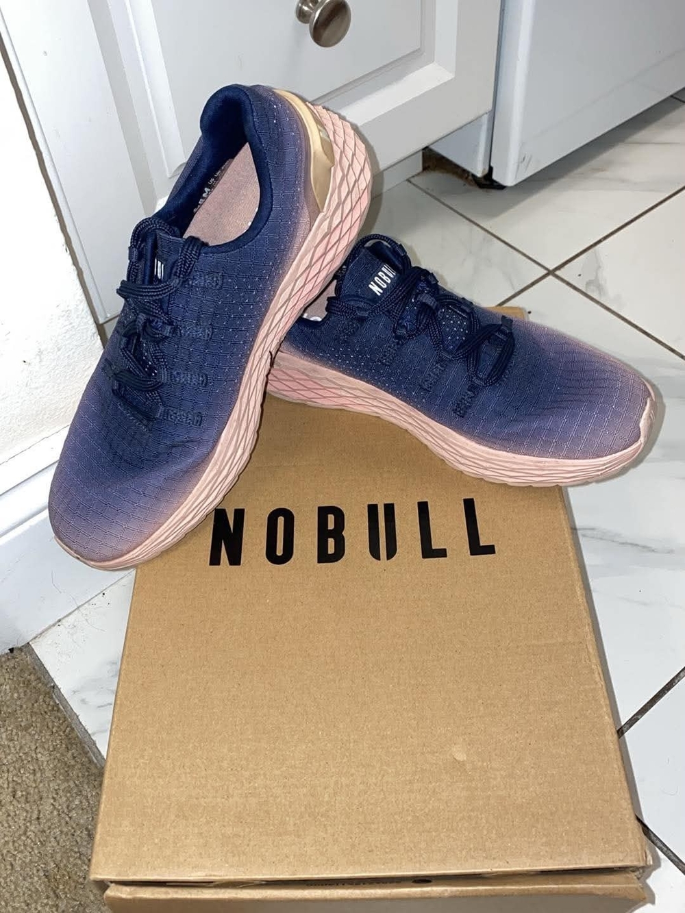 NOBULL Navy Trainers with Pink Midsole